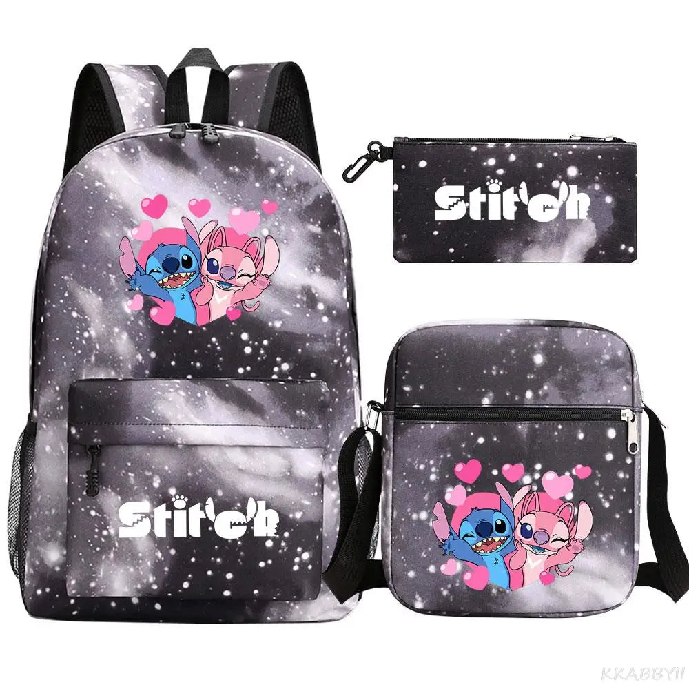 Stitch Mochila Feminina Kit 3peças