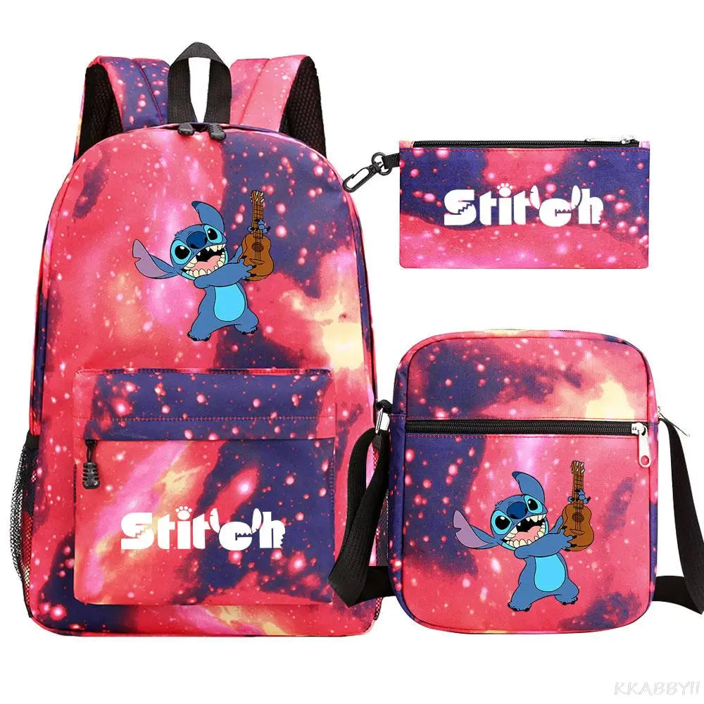 Stitch Mochila Feminina Kit 3peças