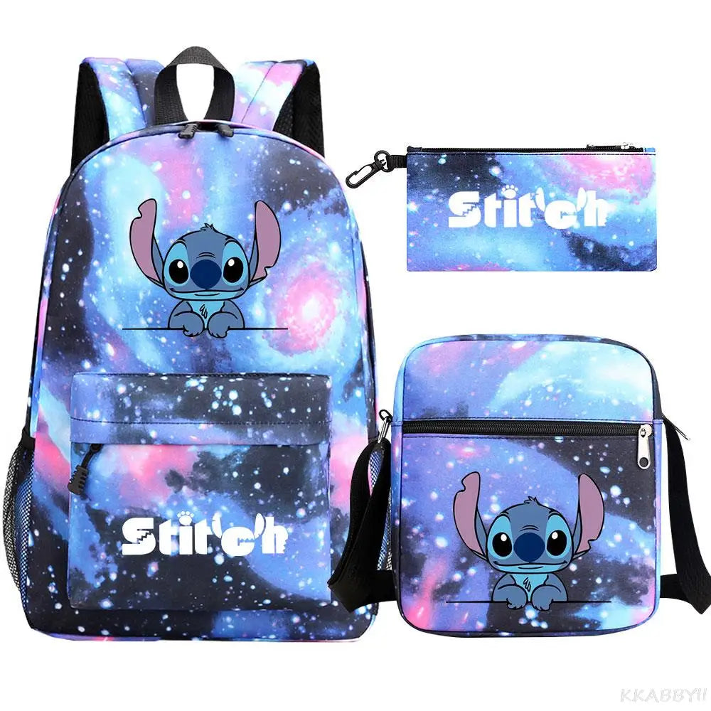 Stitch Mochila Feminina Kit 3peças