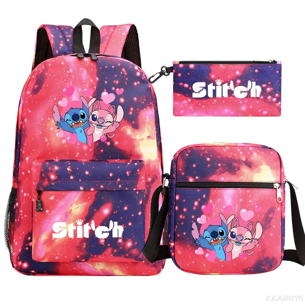 Stitch Mochila Feminina Kit 3peças